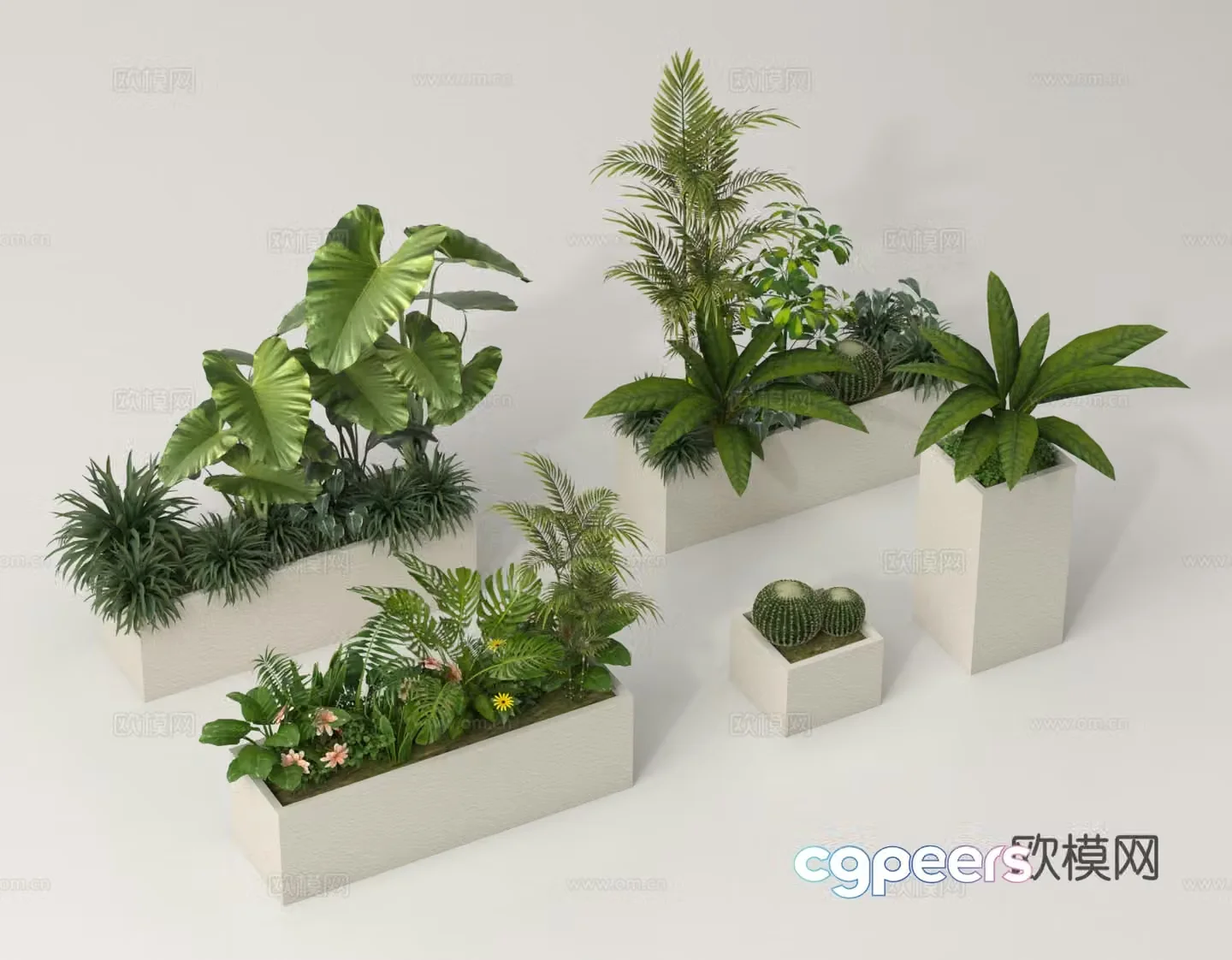 Outdoor flower box flower tank anticorrosion wood flower box green plant flower box flower bed 3D model
