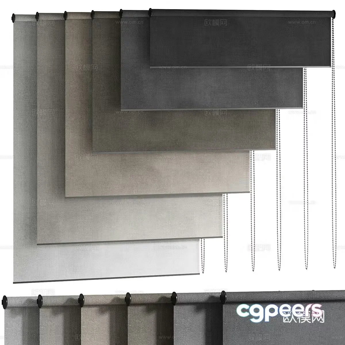 Modern fabric roller blind 3D model