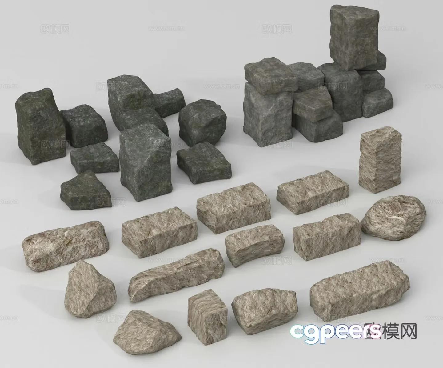 stone stone strip rock rock 3d model