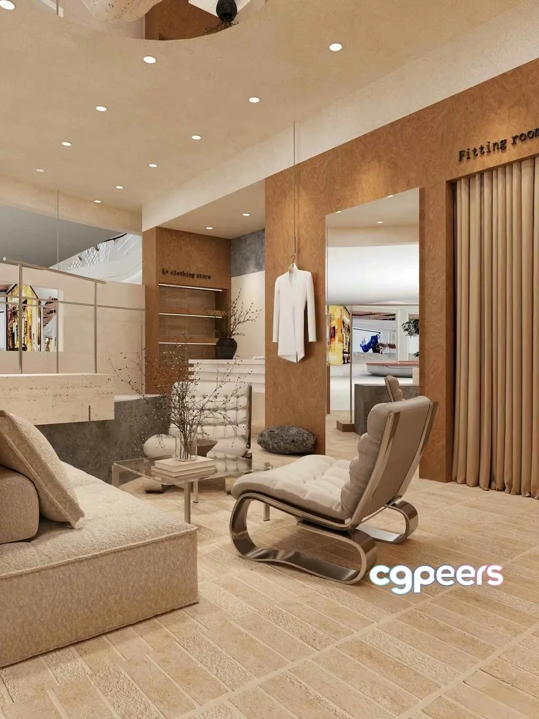 Modern Beige Room 3D Model – 7640 – CORONA Render