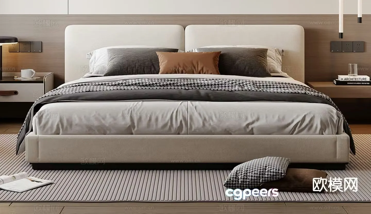 Modern double bed 3d model