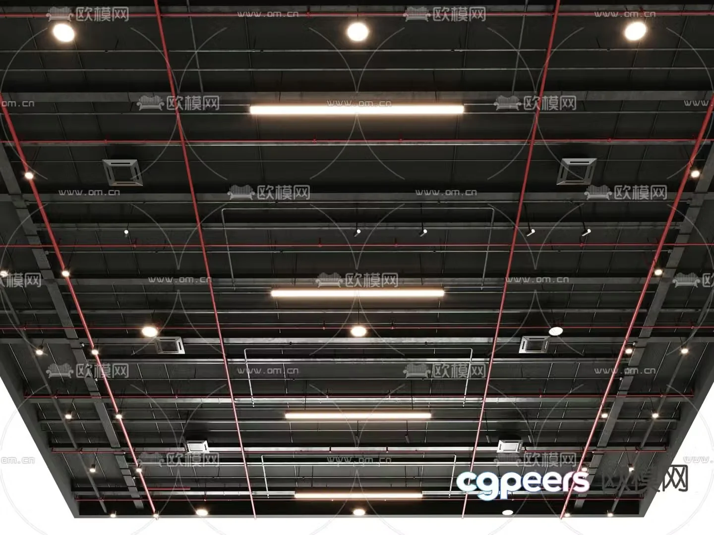Ceiling ceiling Fire piping Ventilation piping 3D model