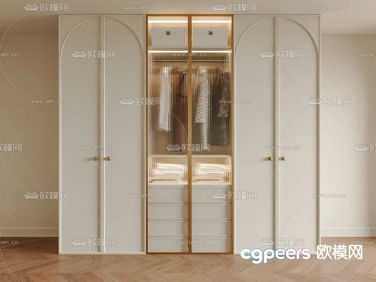 Cream style wardrobe wardrobe 3d model