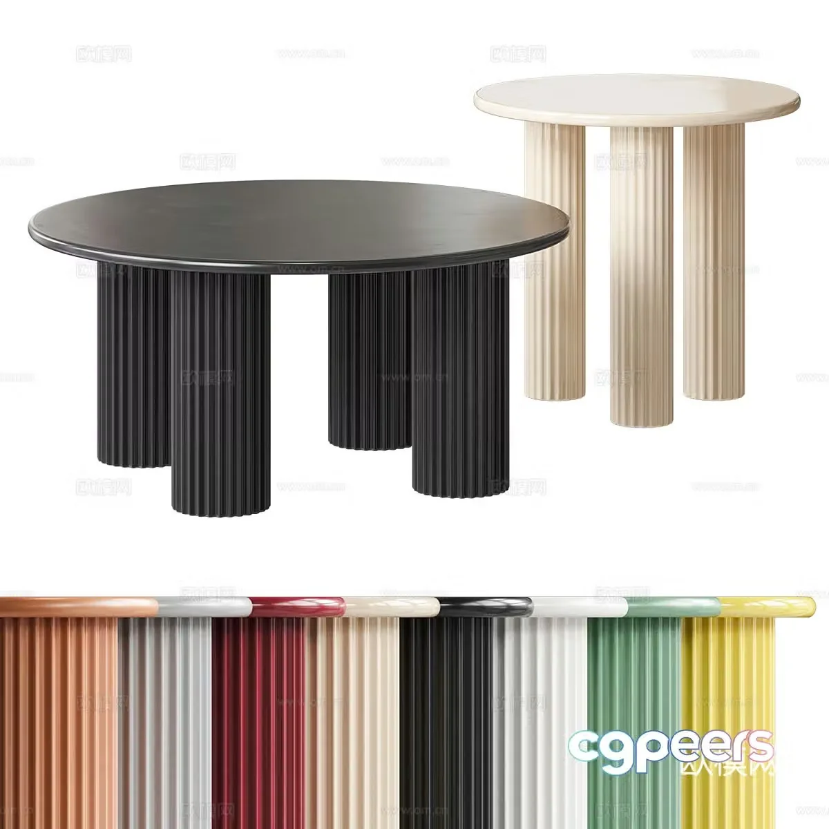 Modern cream style coffee table combination 3D model