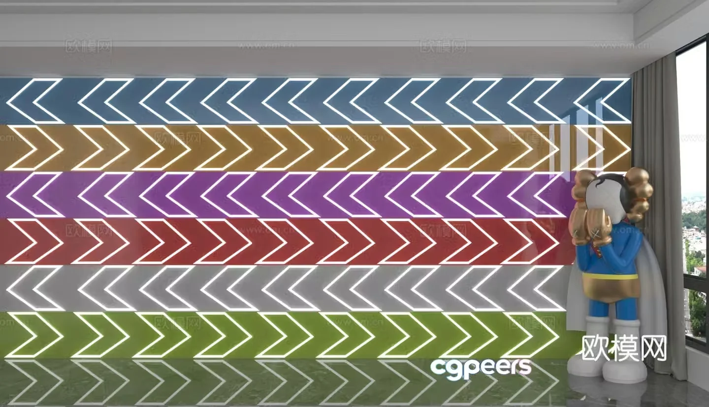 Modern background wall 3d model