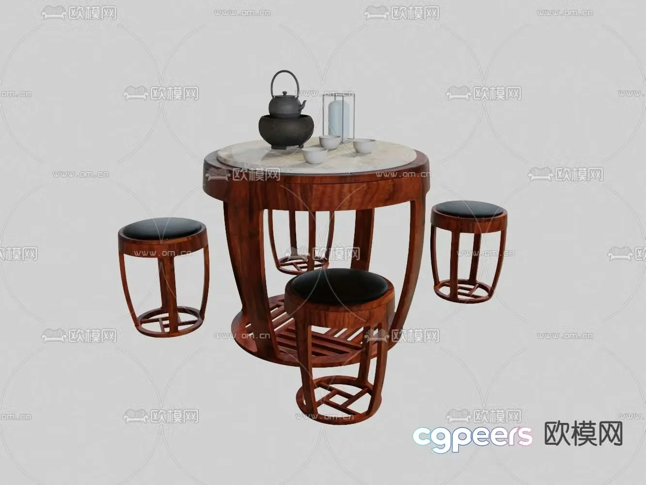 New Chinese casual table tea table round table 3D model