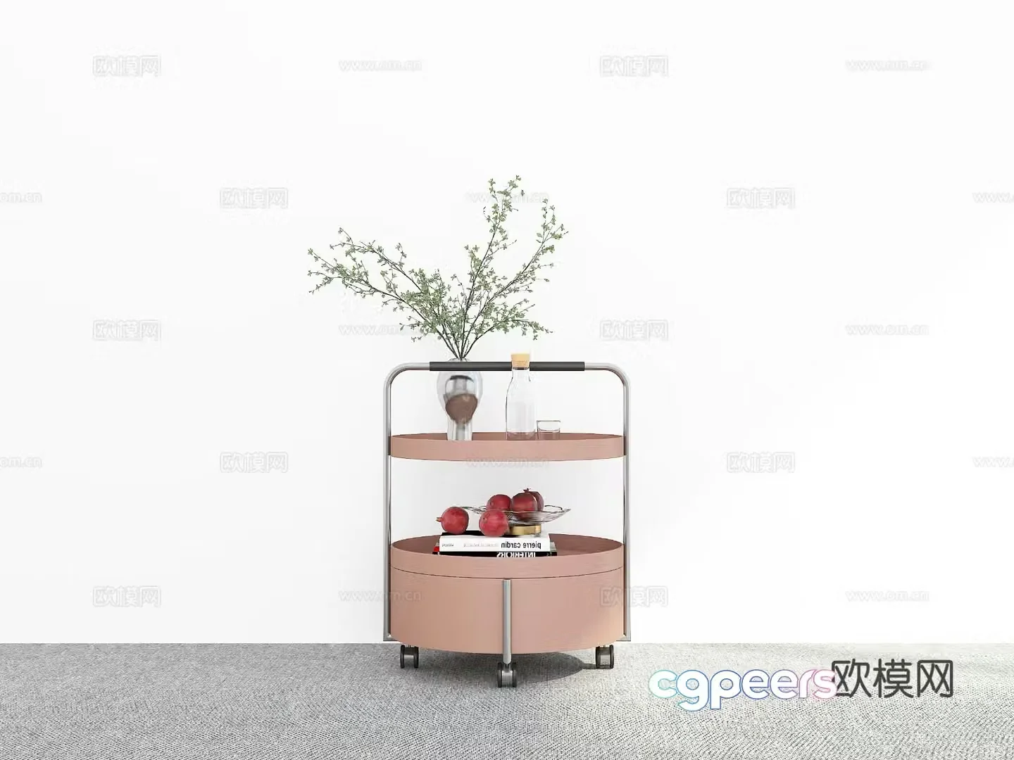 Modern trolley corner table side table 3d model