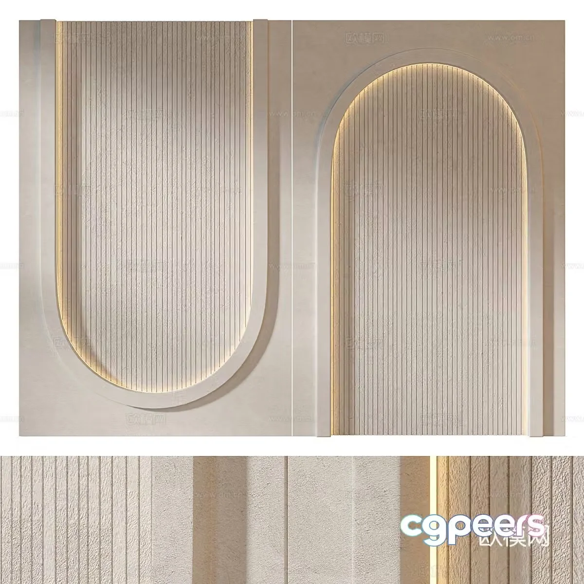 Modern creamy style background wall 3d model