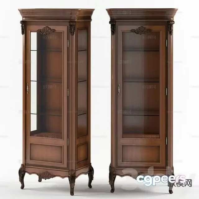 European solid wood wine cabinet 3D model