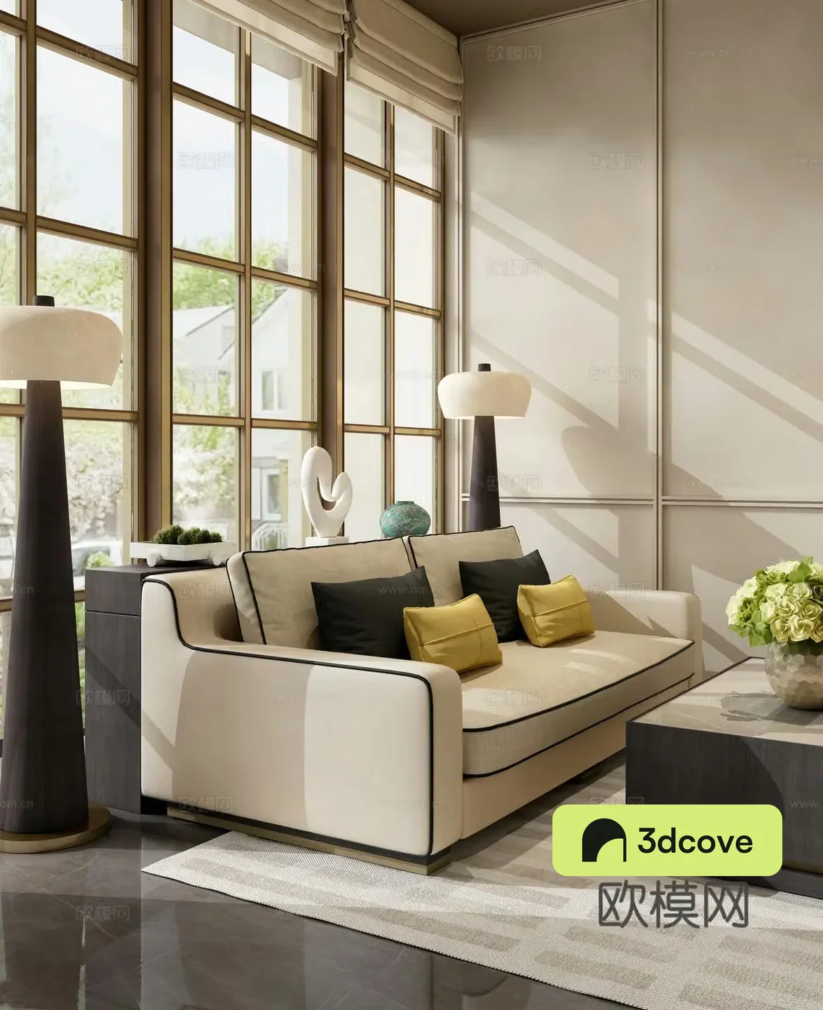 Modern sales office negotiation area rest area reception area sofa coffee table combination