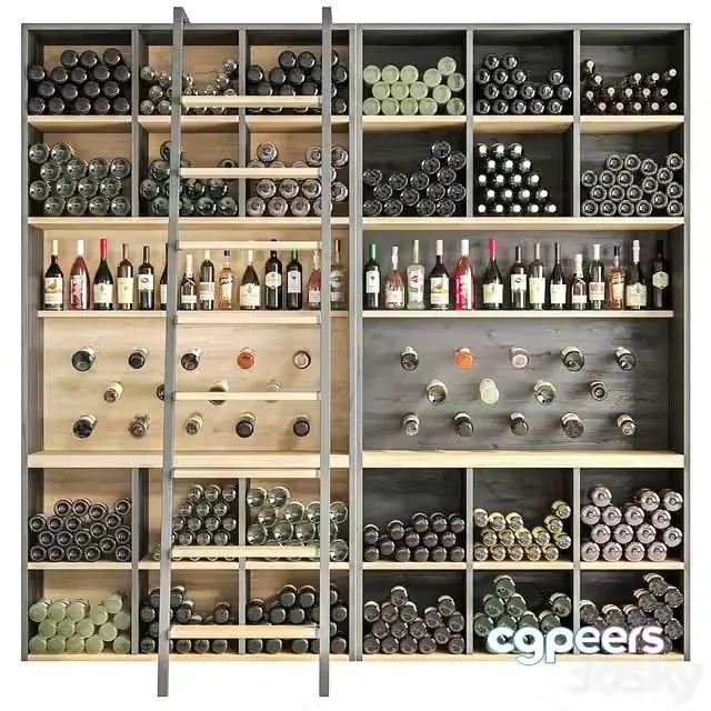 3ds Max Free – Showcase in a supermarket with wine and sparkling 2