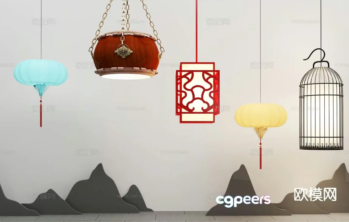 New Chinese style chandelier Zen chandelier 3d model