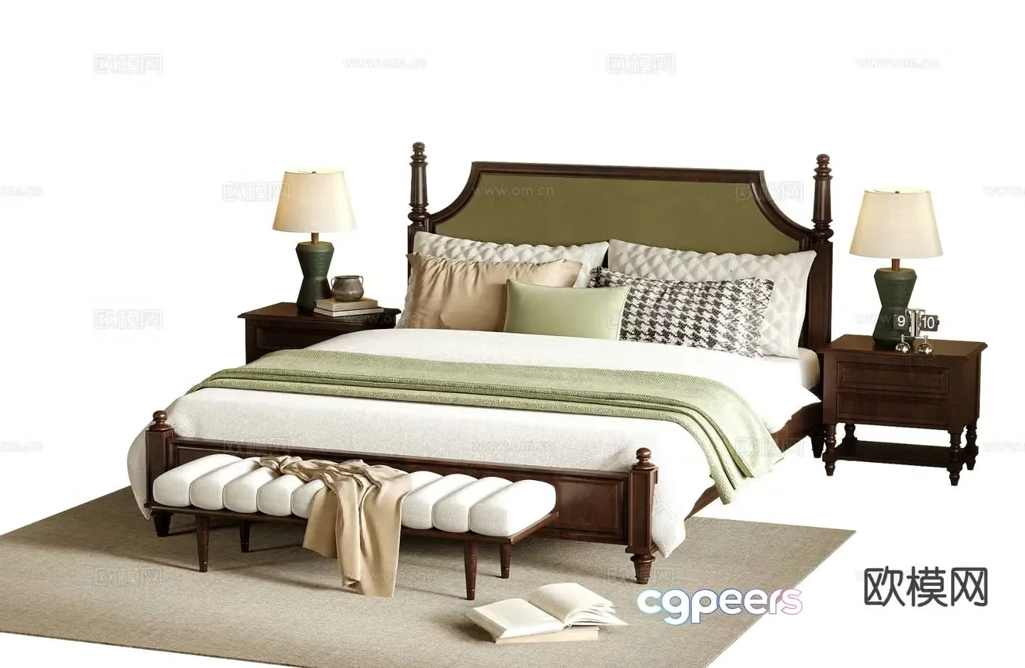 Medieval style double bed 3d model