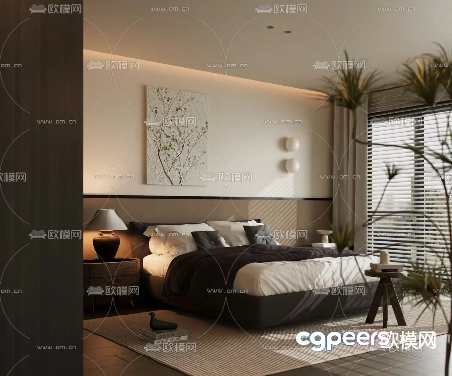Italian room double bed 3d model