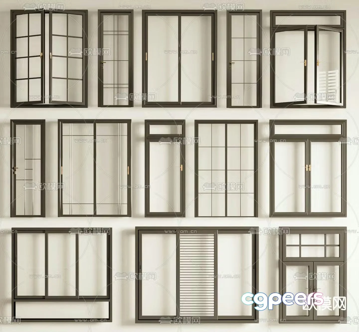 Modern windows casement windows floor-to-ceiling windows sliding doors 3D model