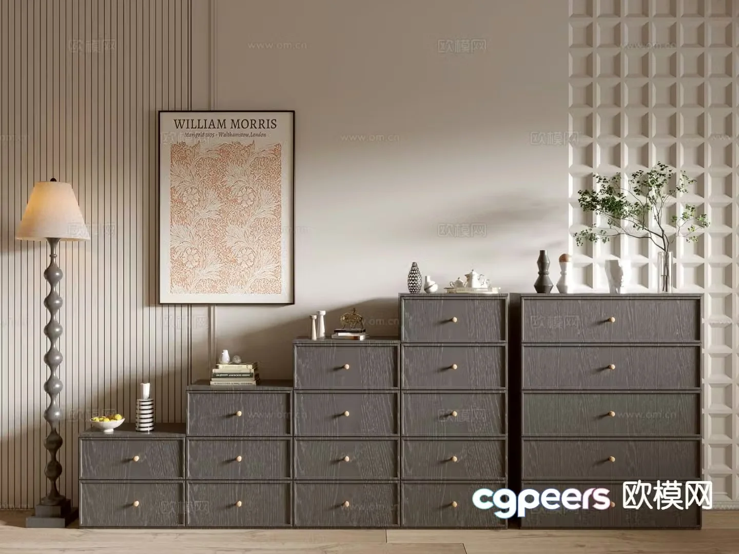 Modern side cabinet chest 3d model