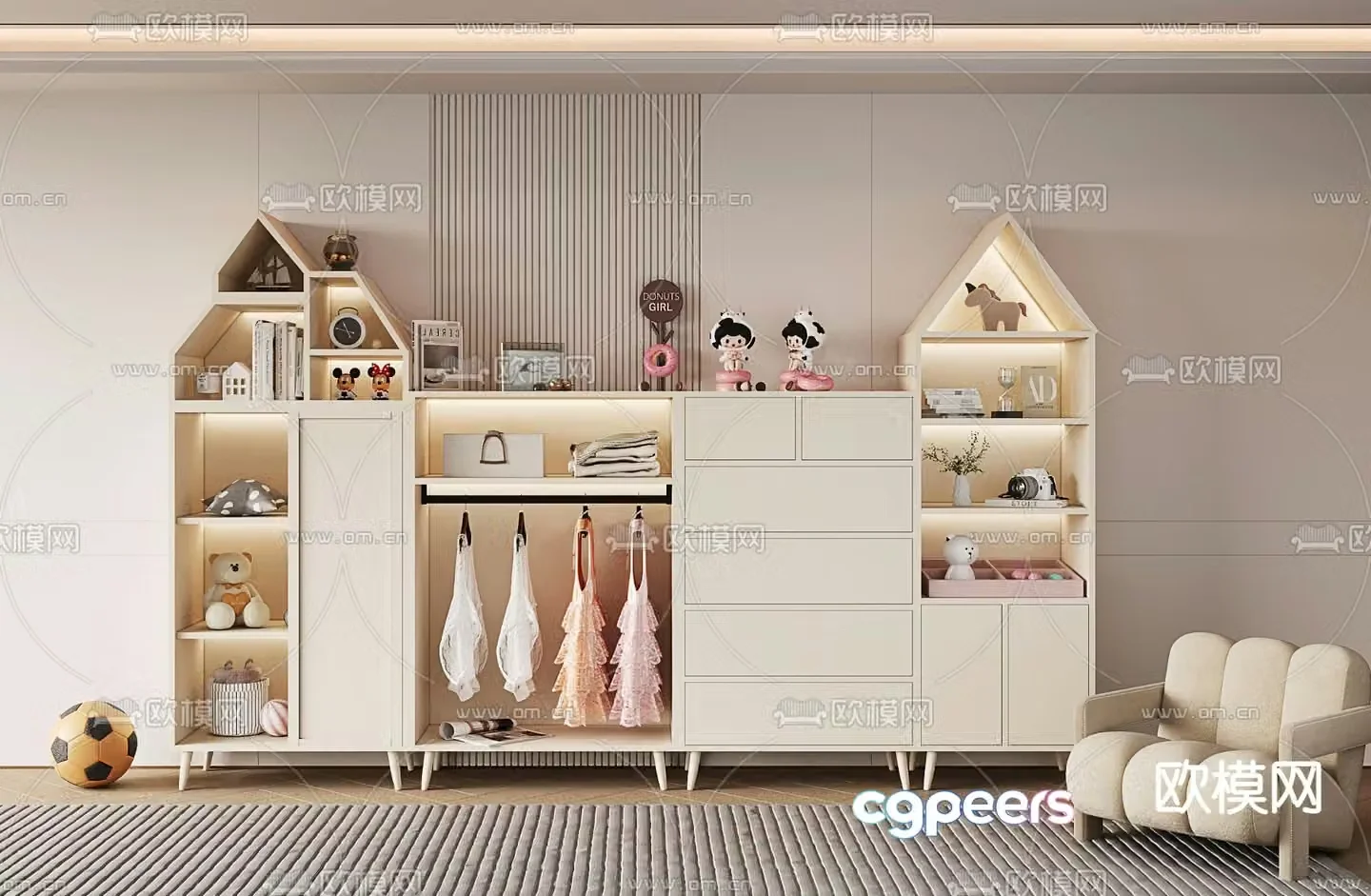 Children’s wardrobe storage cabinet 3d model
