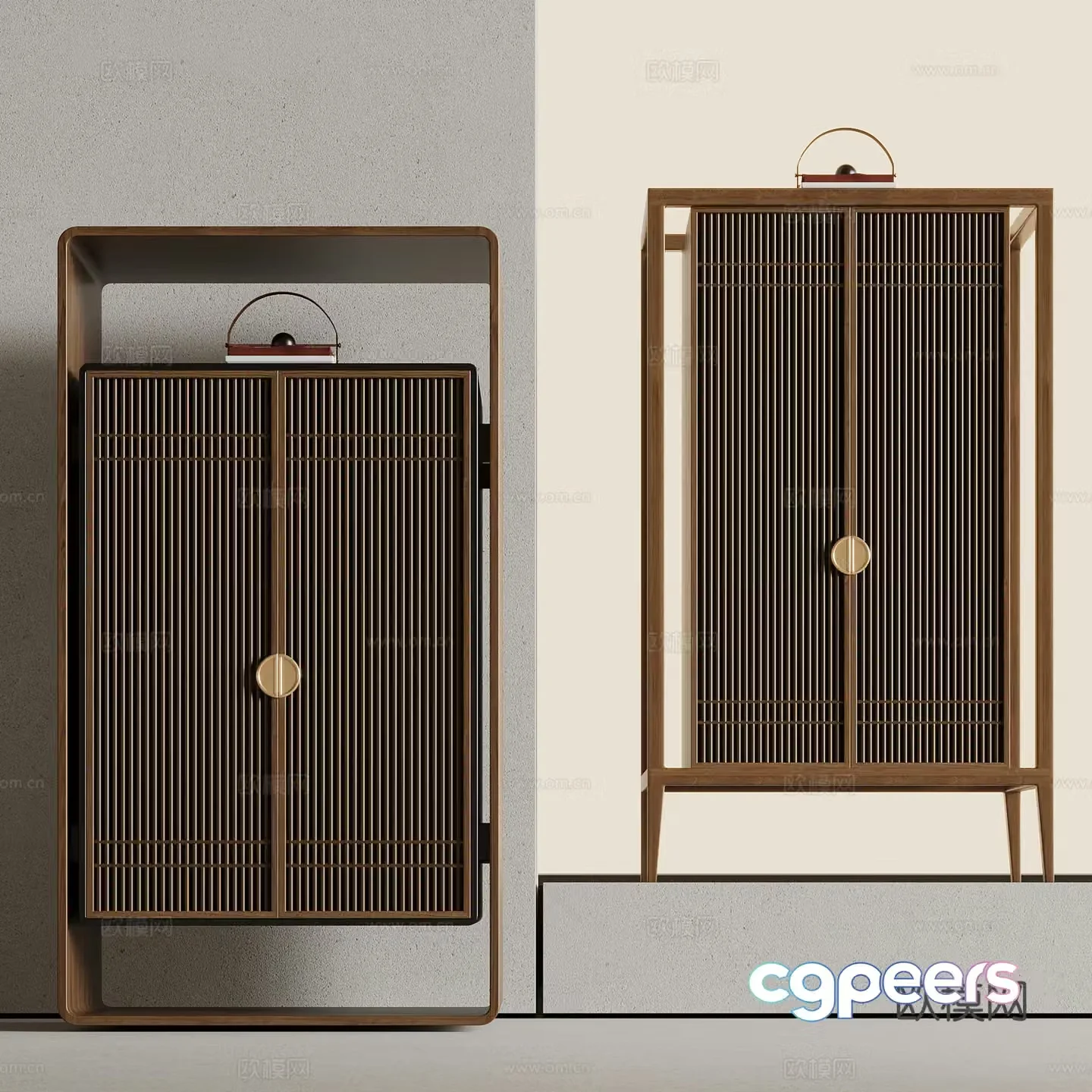 New Chinese-style solid wood chest of cabinets decorative cabinets 3D model