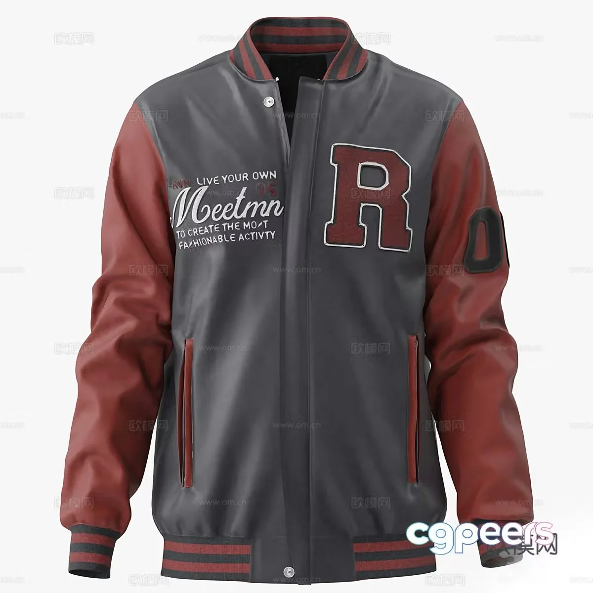 Men’s Embroidery Baseball Jacket 3D Model