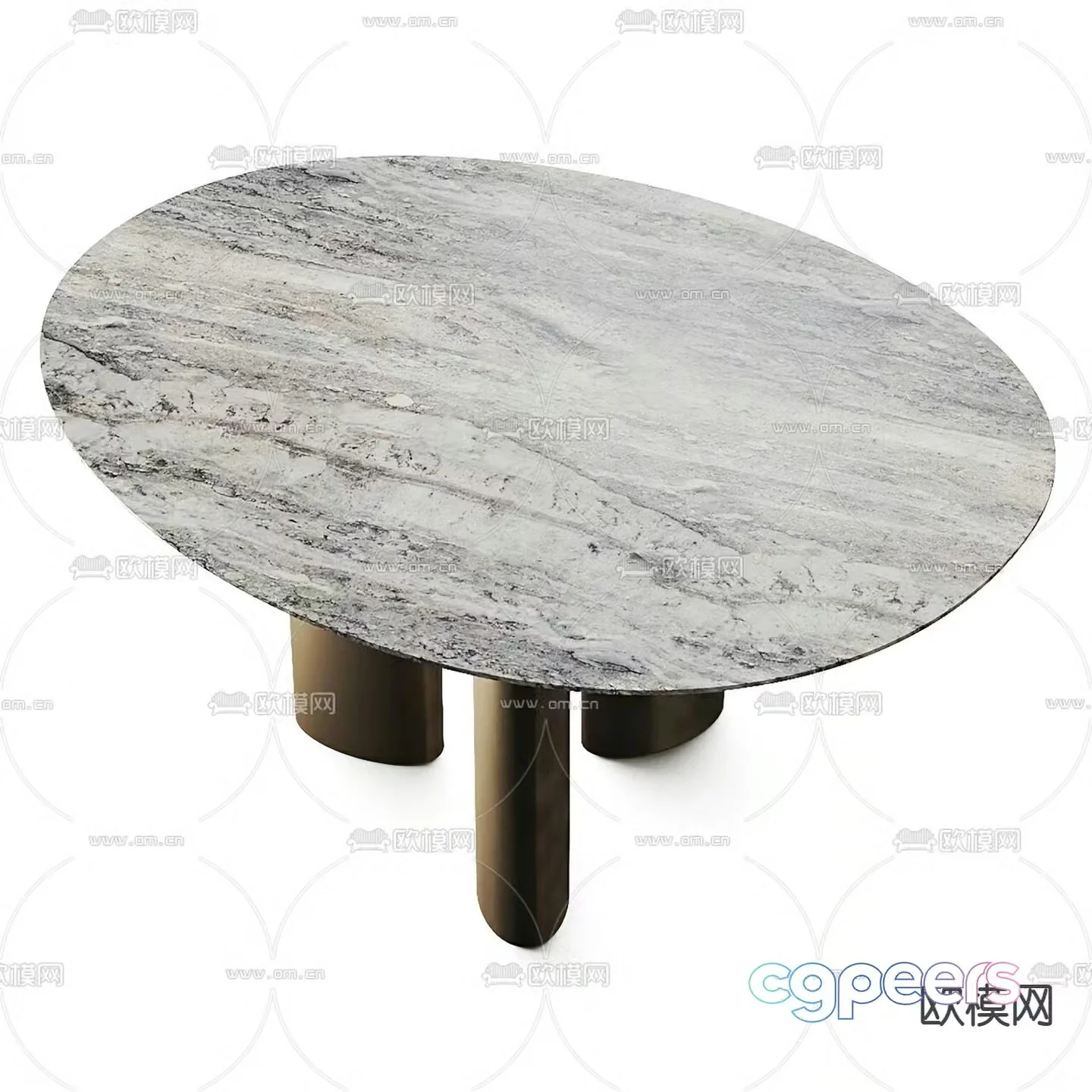 Light luxury dining table oval dining table 3D model