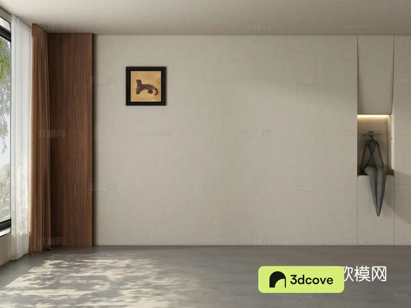 Middle-aged restaurant tea room living room background wall 3d model