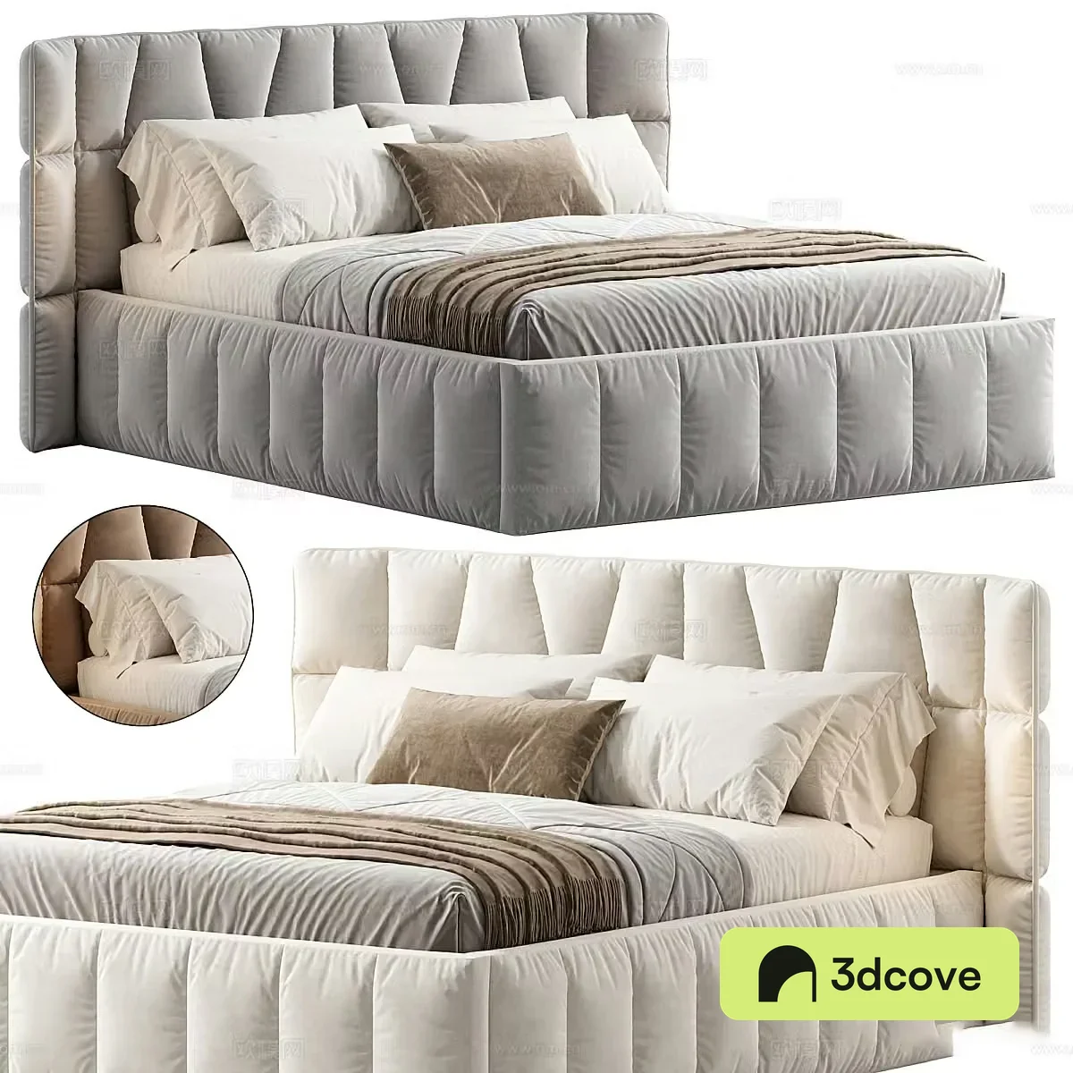 Modern Cream Style Diamond Bed