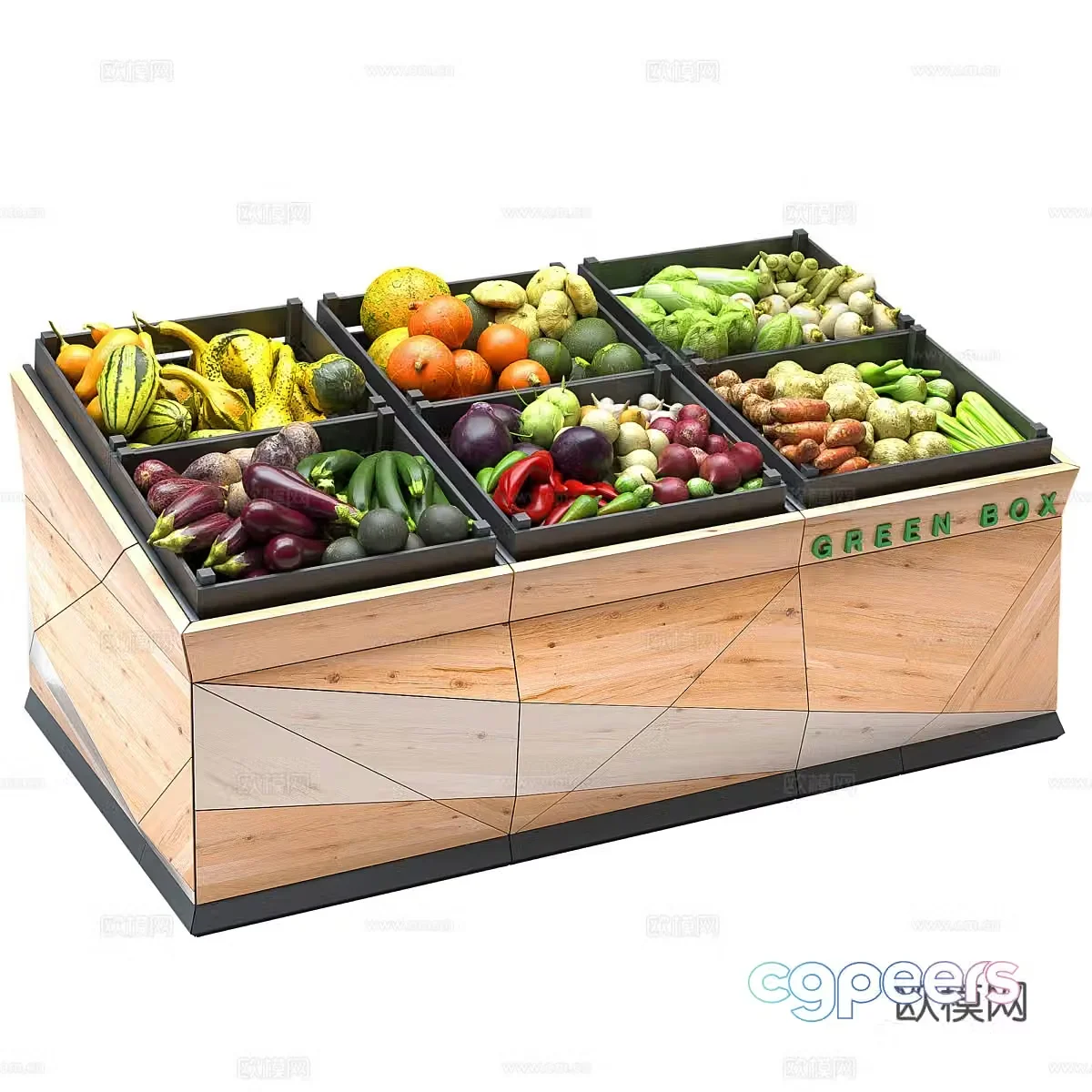 Supermarket display cabinet Fruit and vegetable shelves 3D model