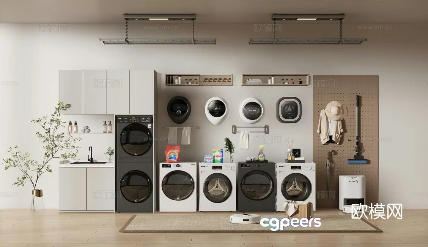 Modern washing machine washing machine cabinet dryer mini washing machine 3d model