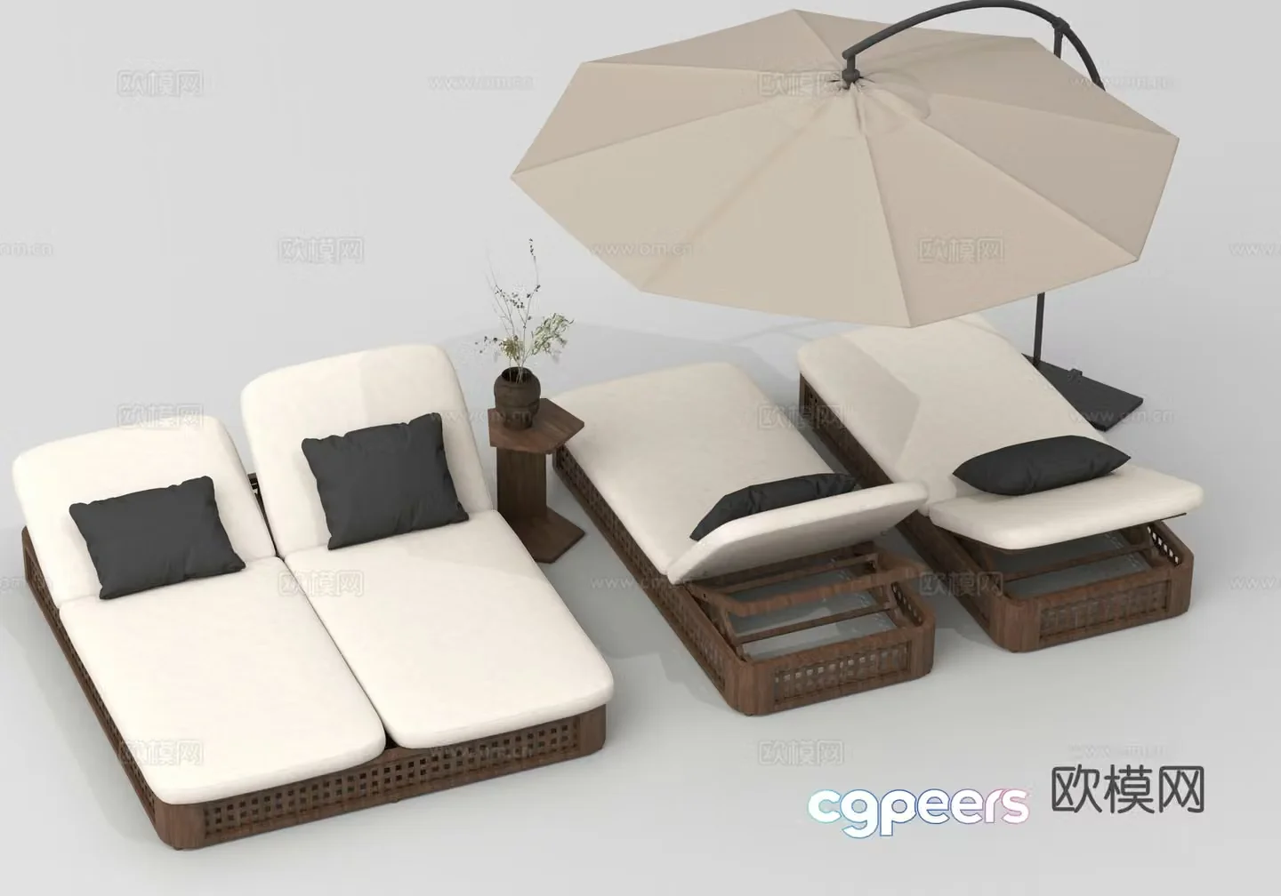 Outdoor deck chair folding deck chair leisure deck chair 3d model