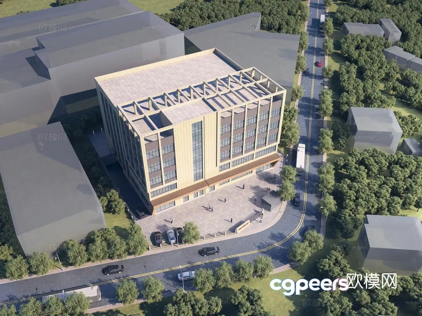 Factory office building Industrial park 3D model