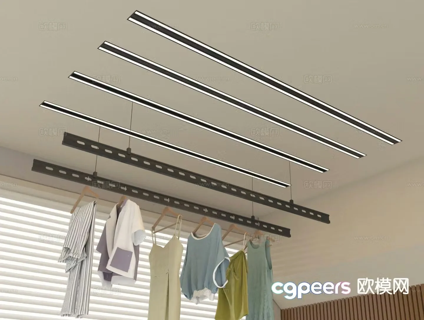 Invisible clothes drying rack electric clothes drying rack lifting clothes drying rack 3D model