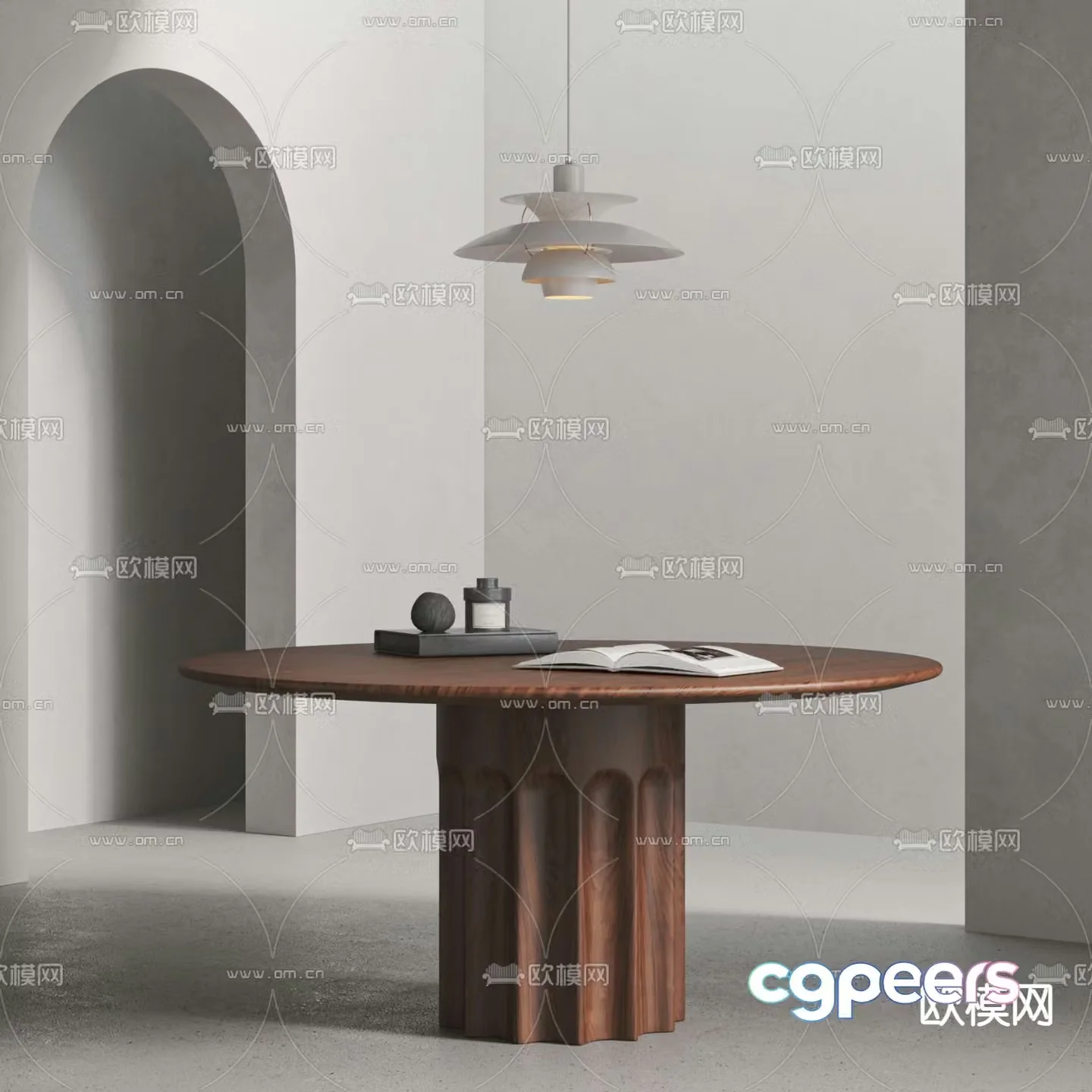 Medieval style round dining table 3D model