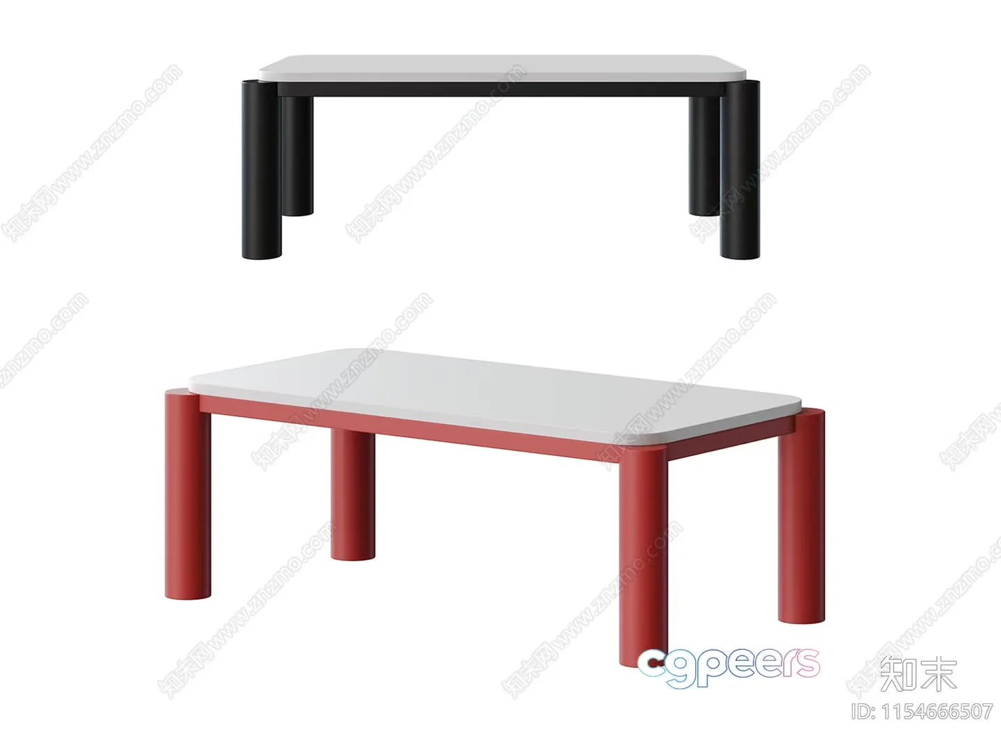 Two Tables With Different Colors 3D Model – 14418 – VRAY Render