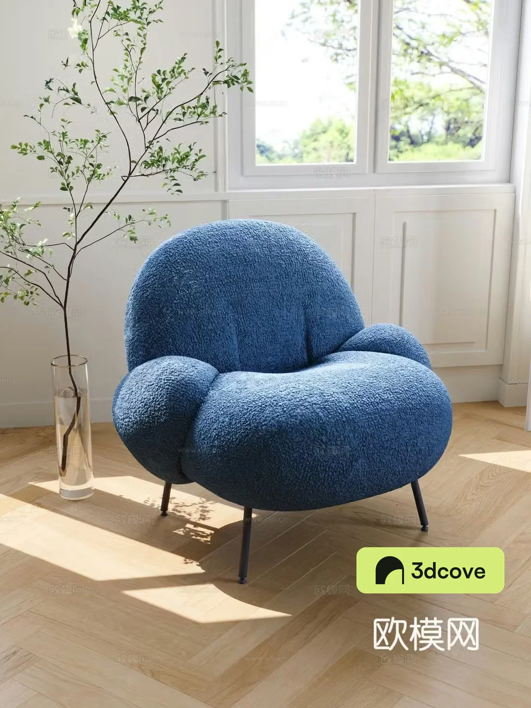 Modern simple lazy sofa lamb velvet sofa chair medium-old Italian leisure chair Nordic single sand