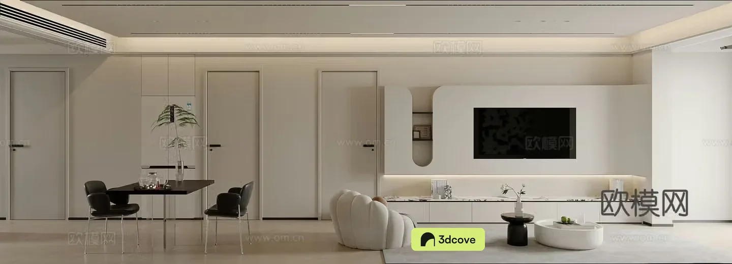 Modern living and dining room