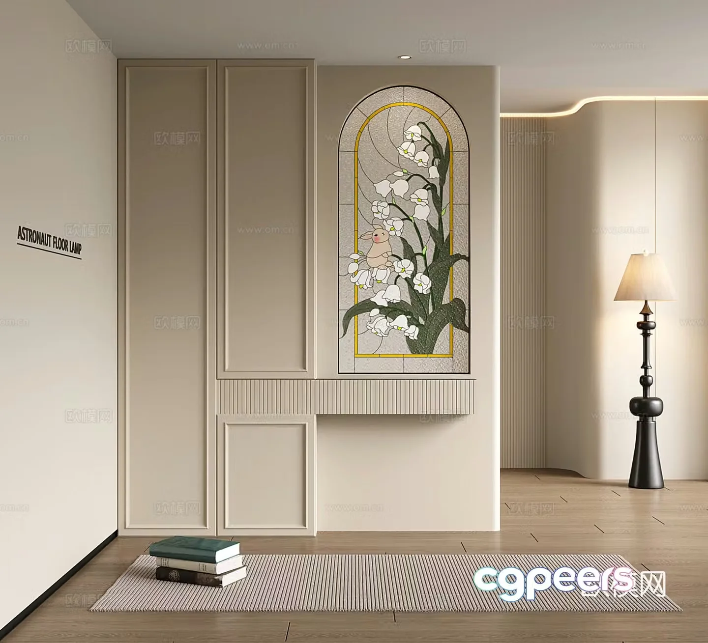 French entrance partition decorative partition cabinet retro tiffany stained glass_partition cabinet 3D model