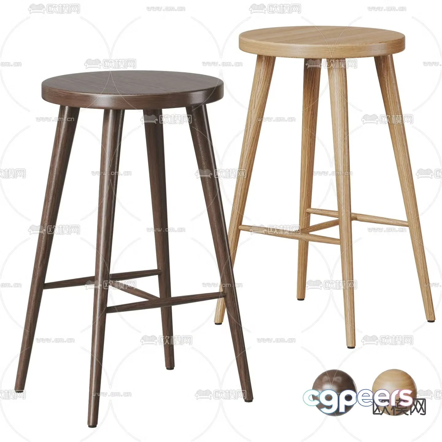 Nordic bar stool bar stool high stool 3d model