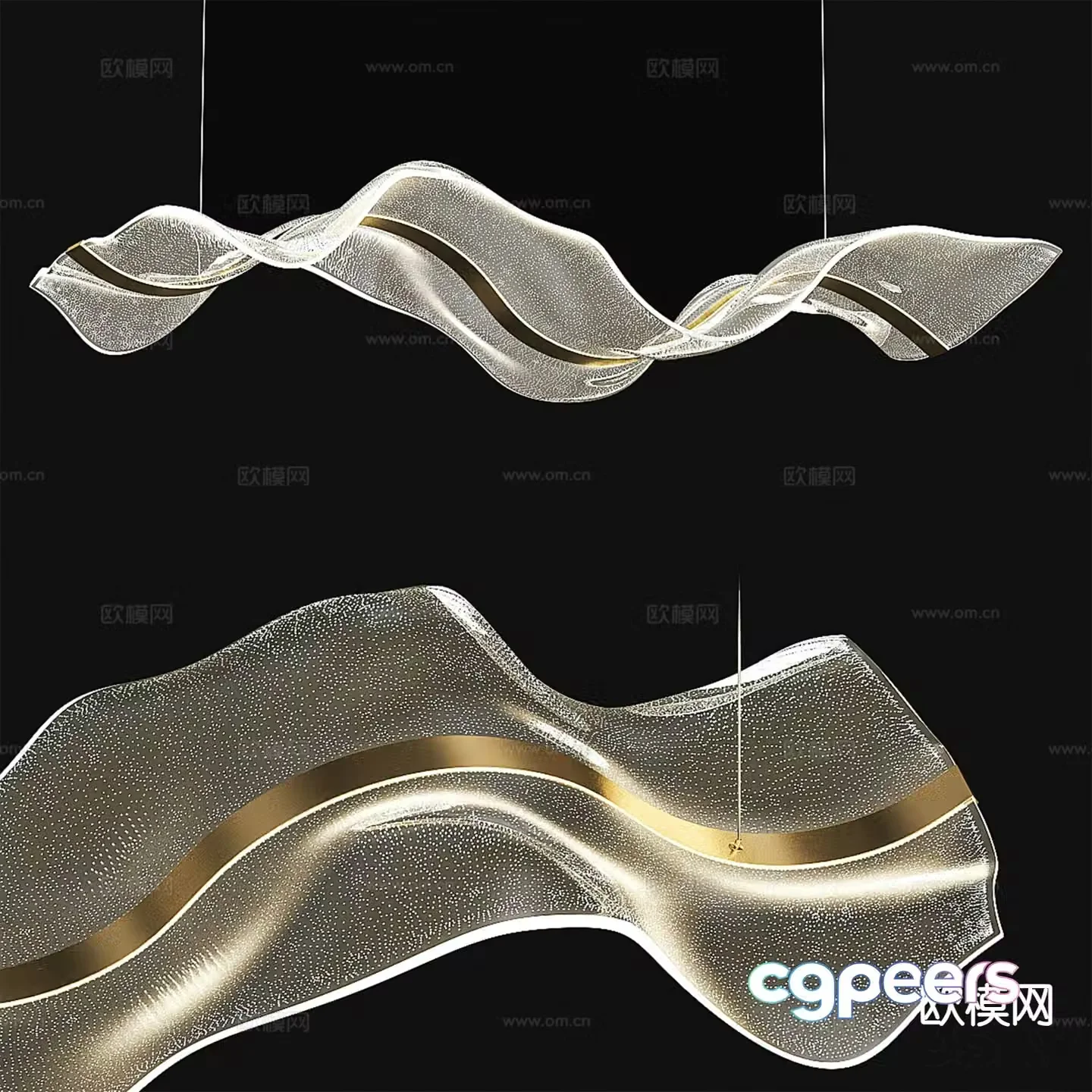 Modern glass chandelier streamer chandelier 3d model