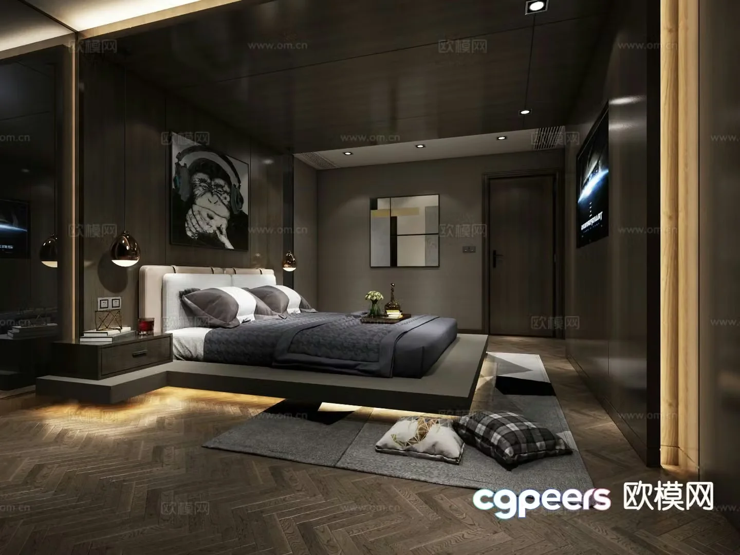 Modern bedroom master bedroom 3d model
