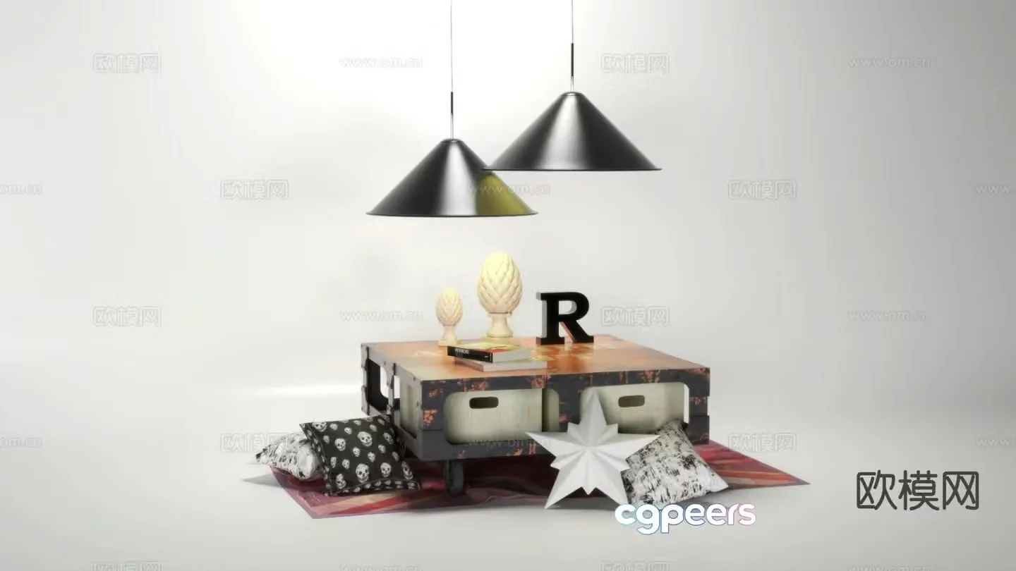 Industrial style coffee table 3d model