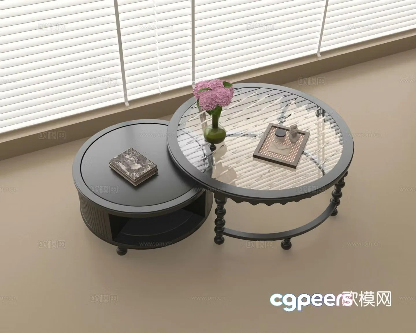 Coffee table Glass coffee table Spliced â€‹â€‹coffee table Mother and child coffee table 3D model