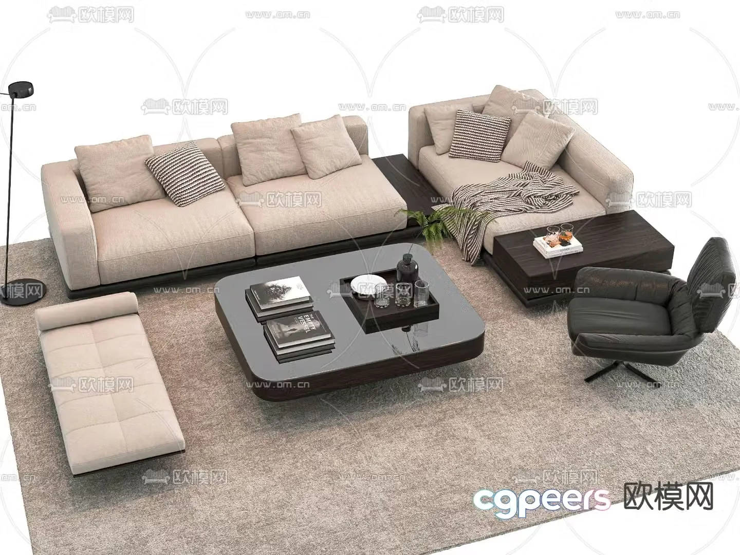 Modern sectional sofa 3d model