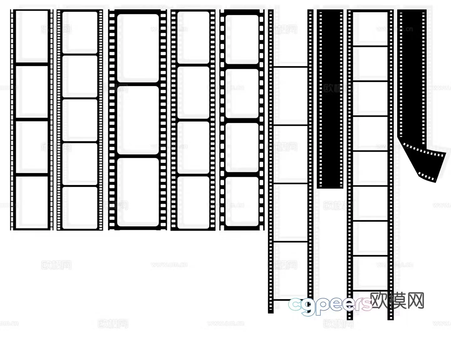 Modern film negative film dynamic technological elements silhouette paper cutting wall decoration film photography 3d model