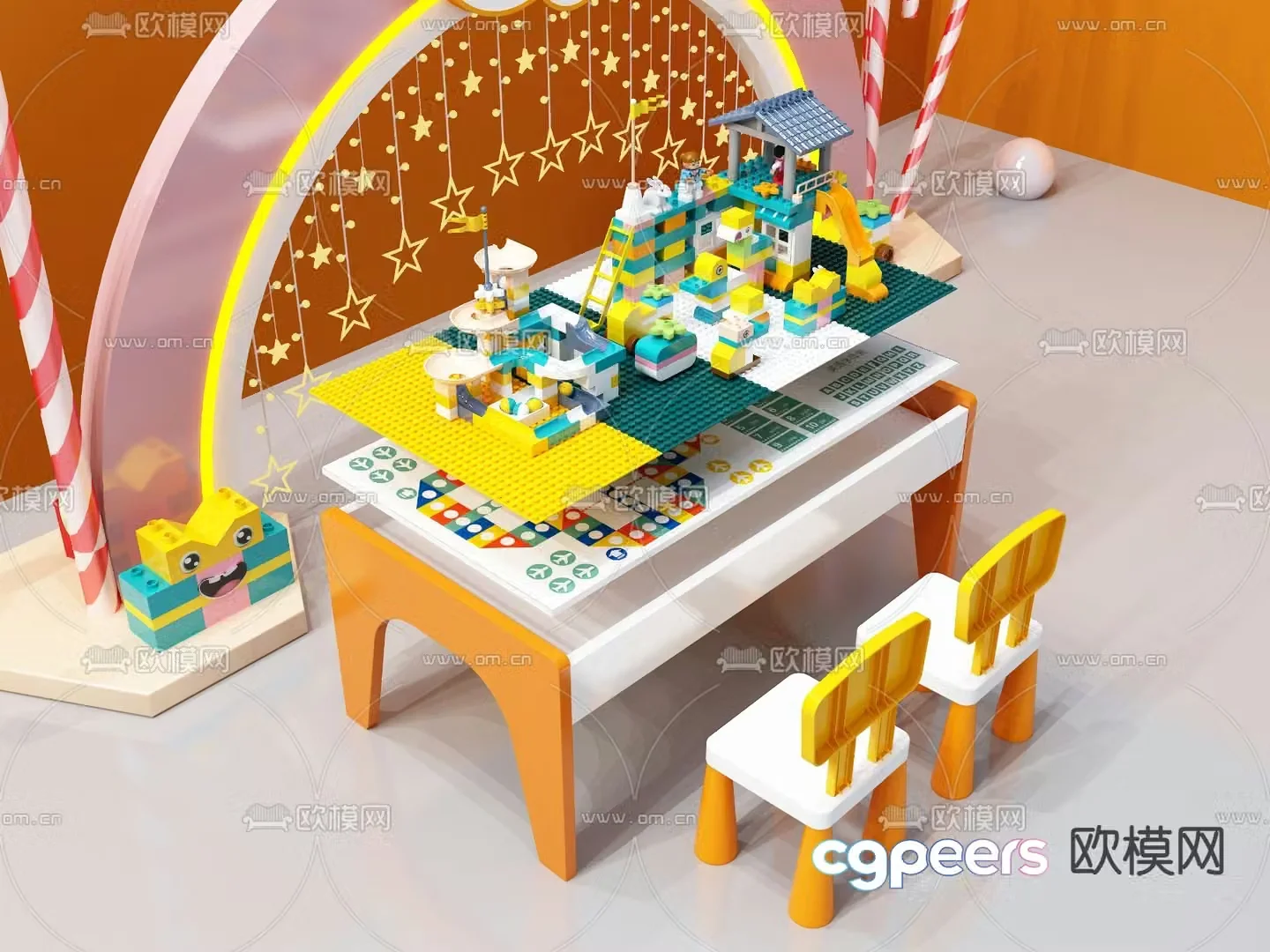 Children’s toys building block table 3d model