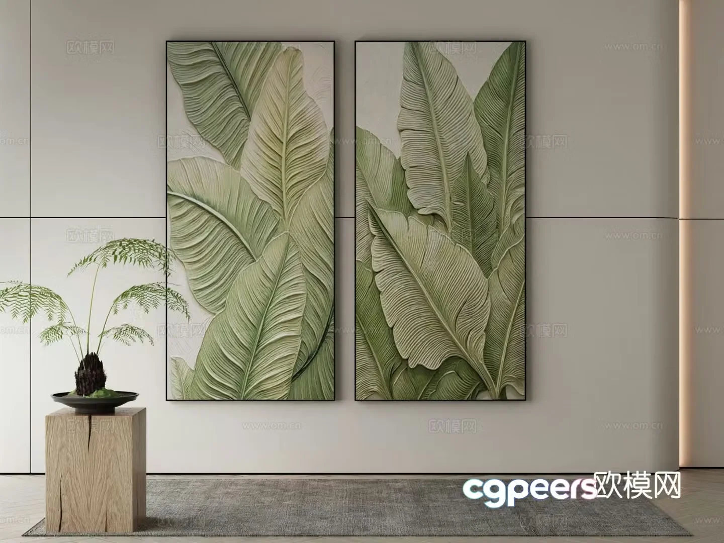 Modern botanical painting decorative painting 3d model