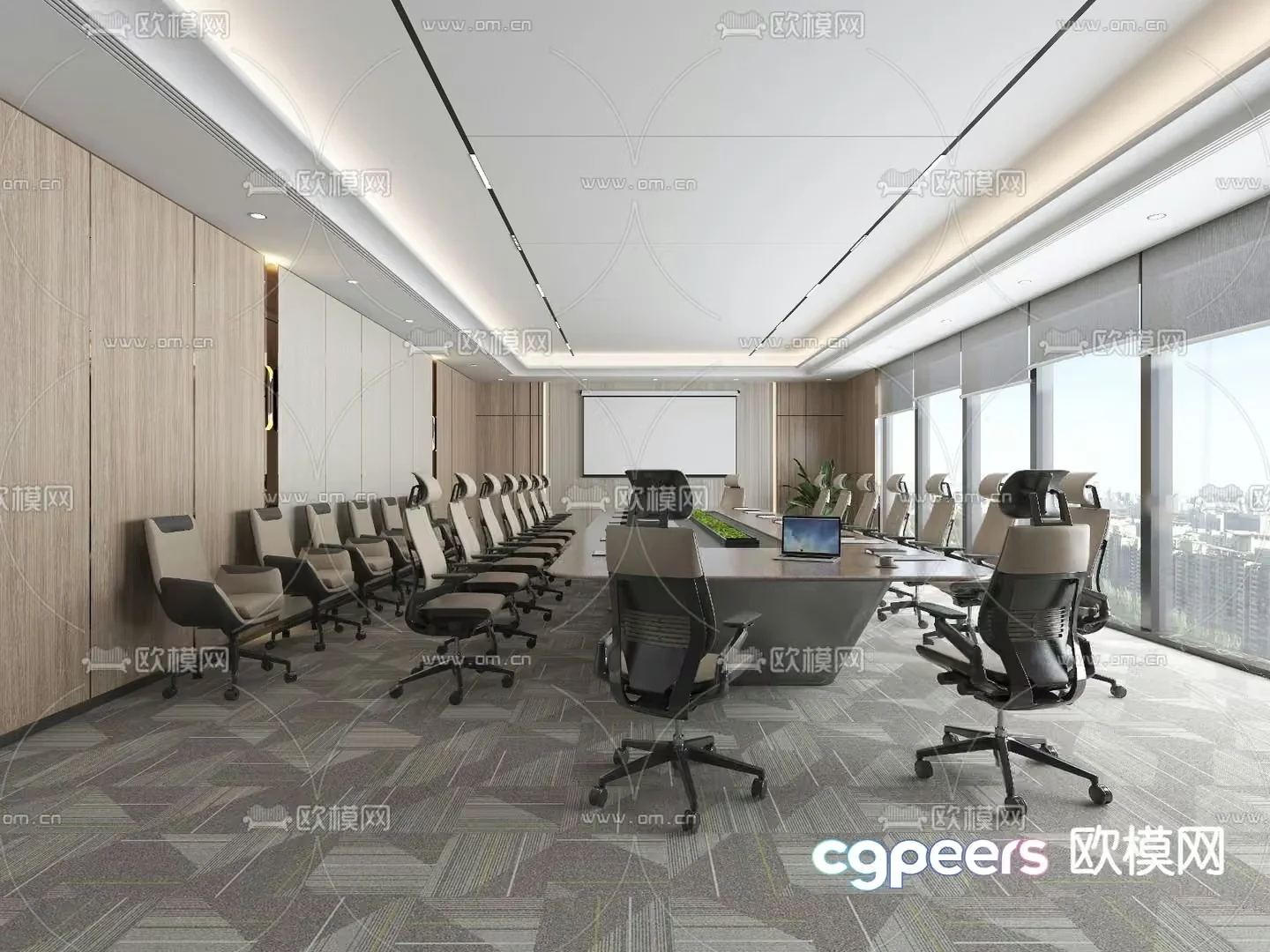 Modern Office Space 3D Model – 17647 – VRAY Render