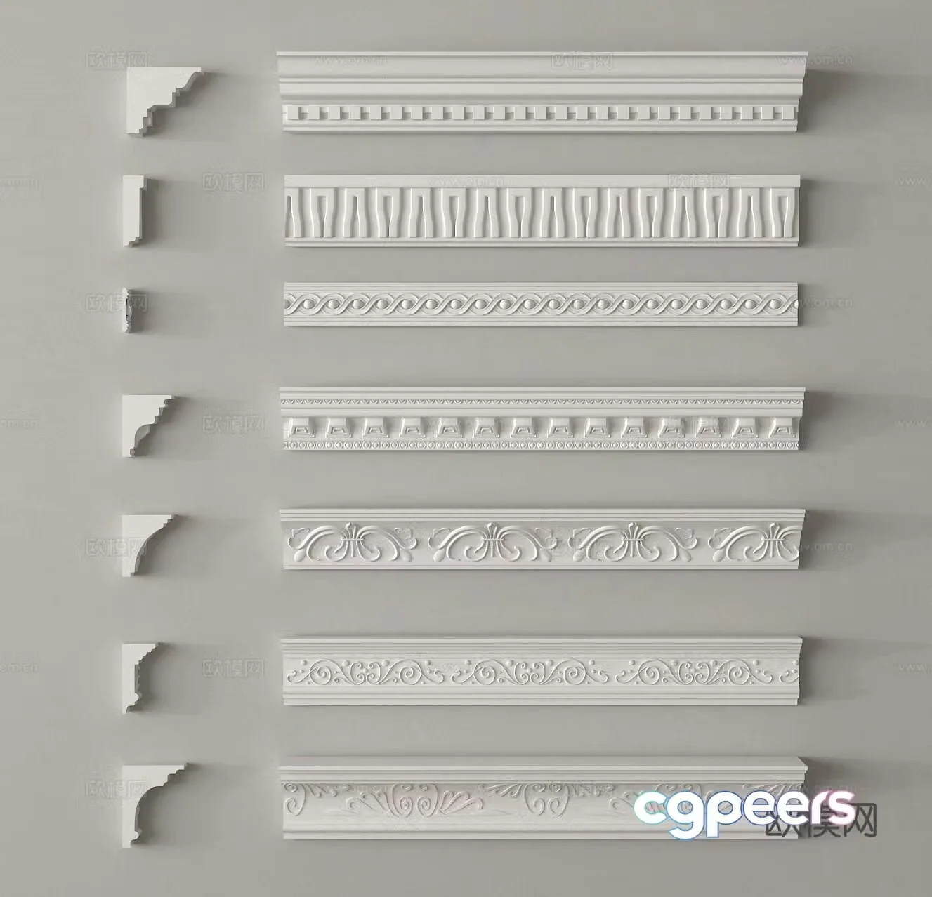 Corner line waist line skirting cornice line ceiling corner line 3d model