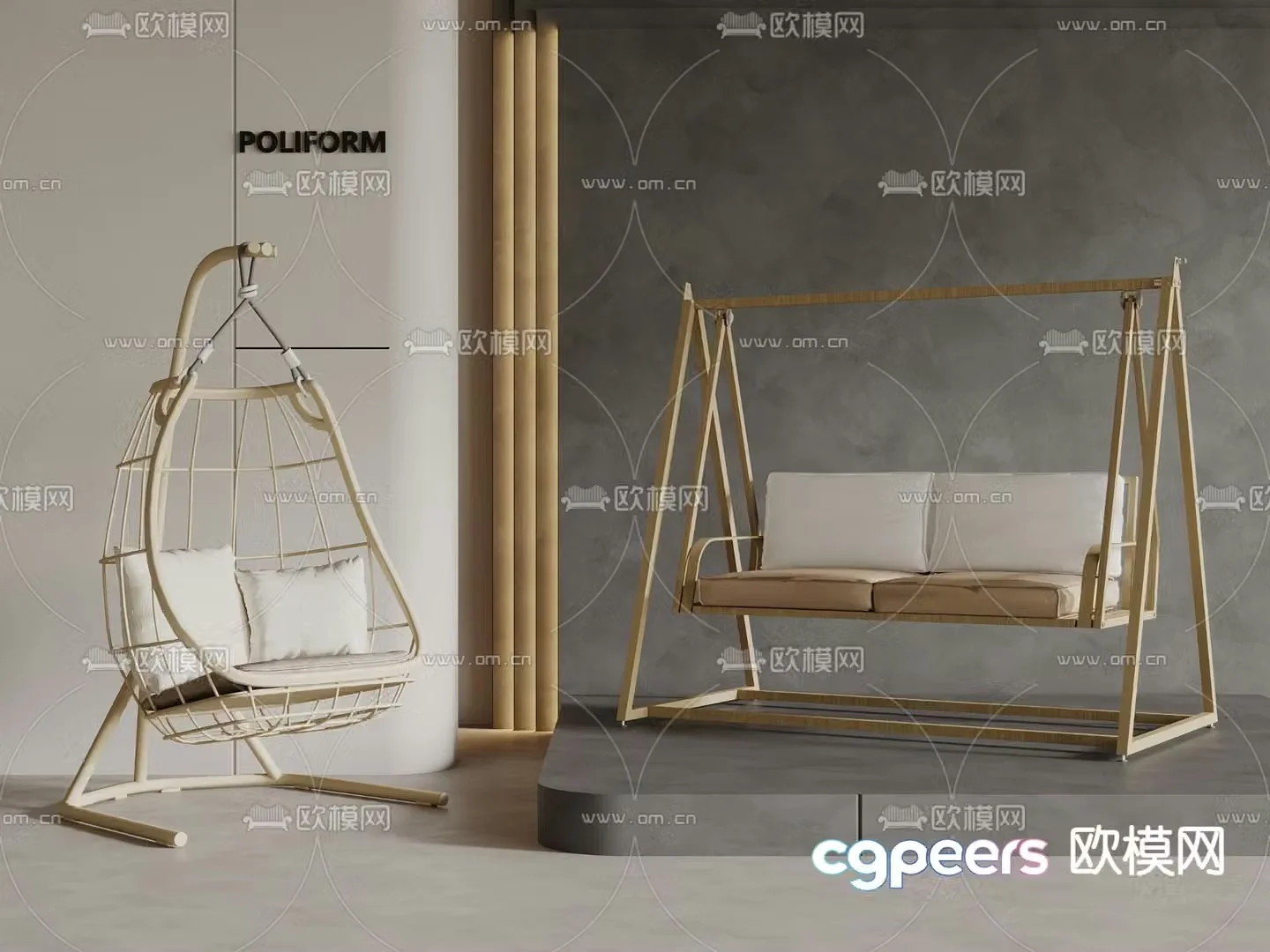 modern swing chair hanging chair 3d model