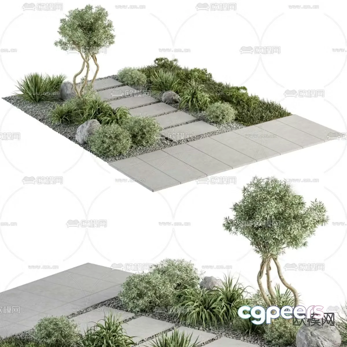 Tingbu stone road landscape sketch 3D model