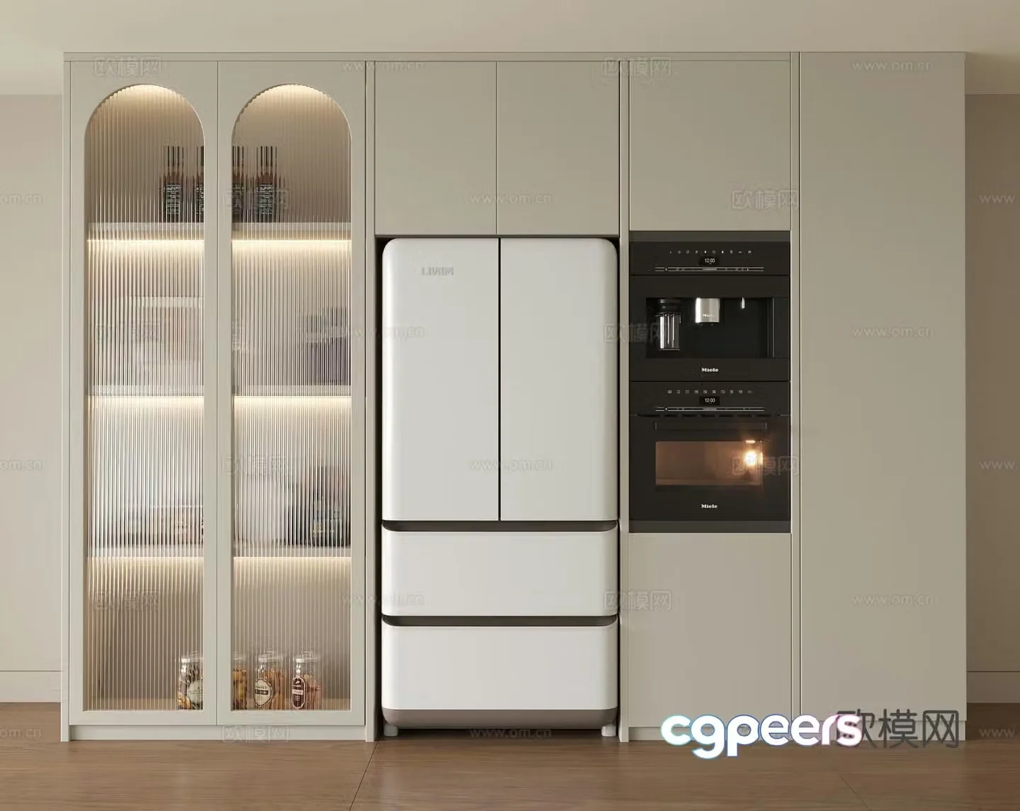 Modern built-in refrigerator sideboard wine cabinet 3D model